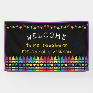 Crayons Stars Colorful Welcome Teacher's Classroom Banner