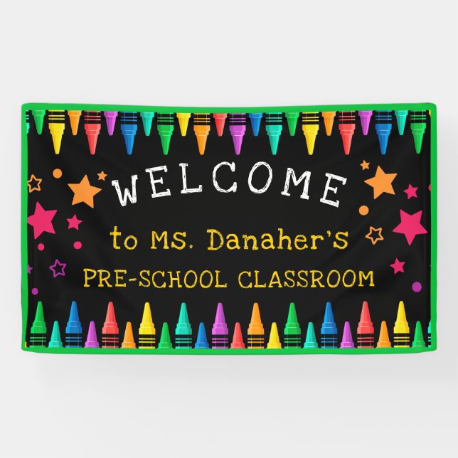 Crayons Stars Colourful Welcome Teacher's Classroo Banner (Horizontal)