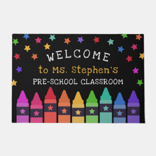 Crayons Stars Colourful Welcome Teacher's Classroo Doormat