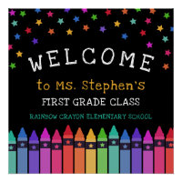 Crayons Stars Colourful Welcome Teacher's Classroo