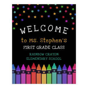 Crayons Stars Colourful Welcome Teacher's Classroo Poster