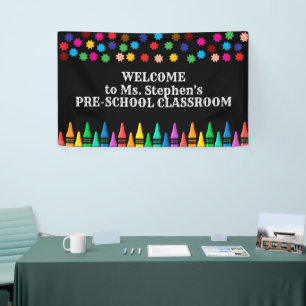 Crayons & Stars Colourful Welcome to Teacher's  Banner