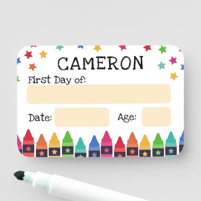 Crayons & Stars First Day of School Name Tag (In Situ)