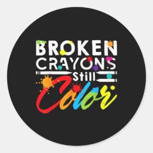 Crayons Still Colour Mental Health Awareness 2 Classic Round Sticker