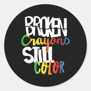 Crayons Still Colour Mental Health Awareness Fight Classic Round Sticker