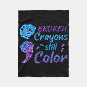 Crayons Suicide Awareness Month Support Fleece Blanket