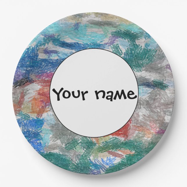Crayons texture paper plate (Front)