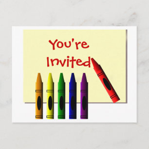 Crayons You're Invited Invitation