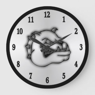 Crazed Bulldog Wall Clock Black Numbers
