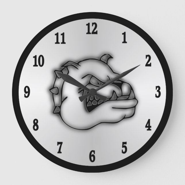 Crazed Bulldog Wall Clock Black Numbers (Front)