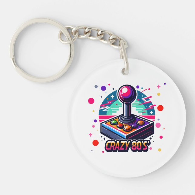crazy 80s old School Style Key Ring (Front)