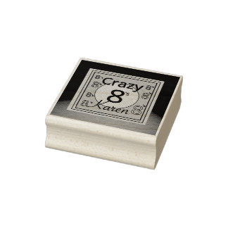 Crazy 8s personalised rubber stamp