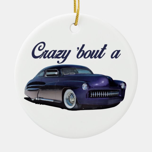 Crazy About A Car Ceramic Tree Decoration (Front)