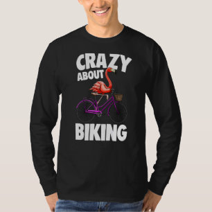 Crazy About Biking Flamming Men Pink Flammingo Lo T-Shirt