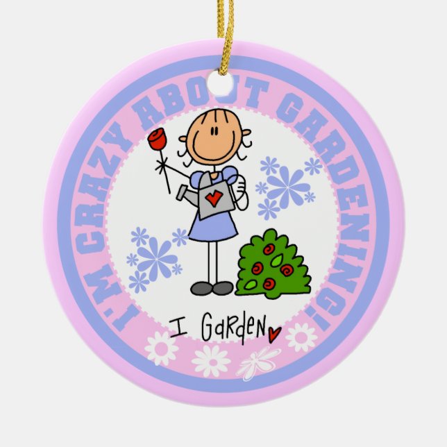 Crazy About Gardening Ceramic Tree Decoration (Front)