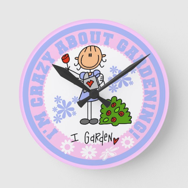 Crazy About Gardening Round Clock (Front)