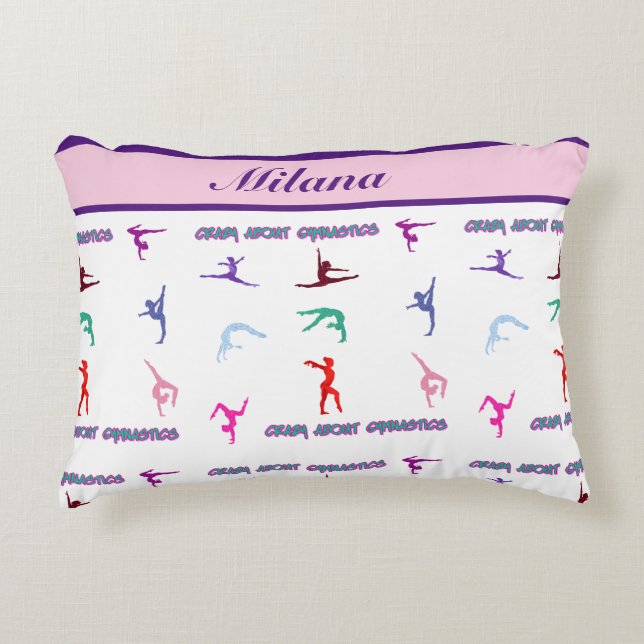 Crazy About Gymnastics Decorative Cushion (Front)