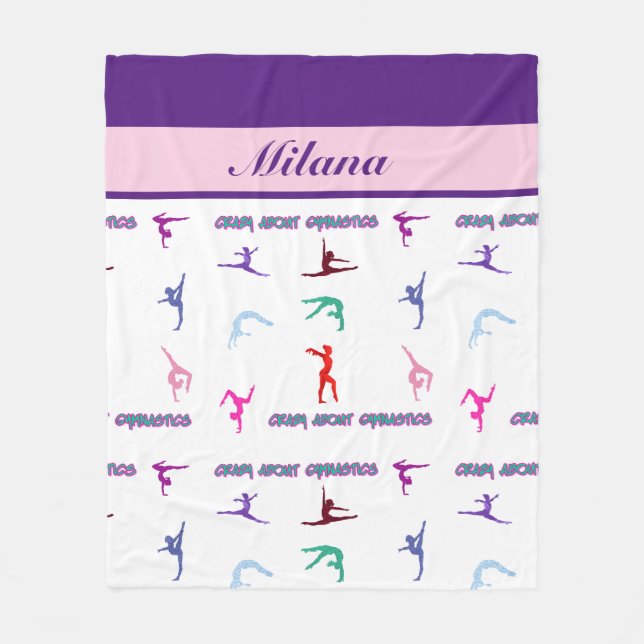 Crazy About Gymnastics Fleece Blanket (Front)
