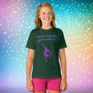 Crazy About Gymnastics Purple & Aqua T-Shirt 