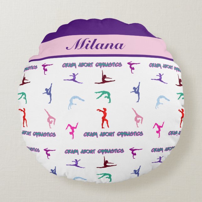Crazy About Gymnastics Round Cushion (Front)