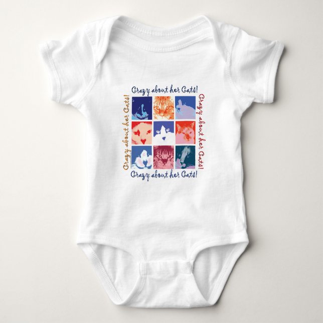 Crazy About Her Cats Baby Bodysuit (Front)