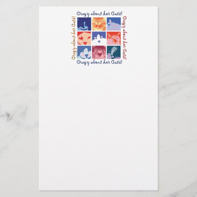 Crazy About Her Cats! Stationery (Front)