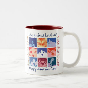 Crazy About Her cats Two-Tone Coffee Mug