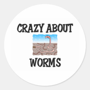 Crazy About Worms Classic Round Sticker