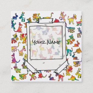 Crazy Abstract Animals Pattern Square Business Card