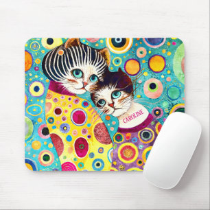 Crazy Abstract Cool Cats Mouse Mat