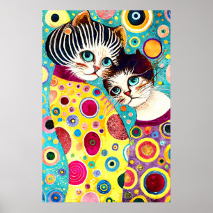 Crazy Abstract Cool Cats Poster