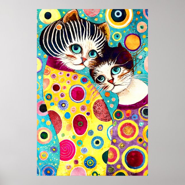 Crazy Abstract Cool Cats Poster (Front)