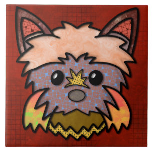 Crazy abstract pattern dog face Ceramic Tile