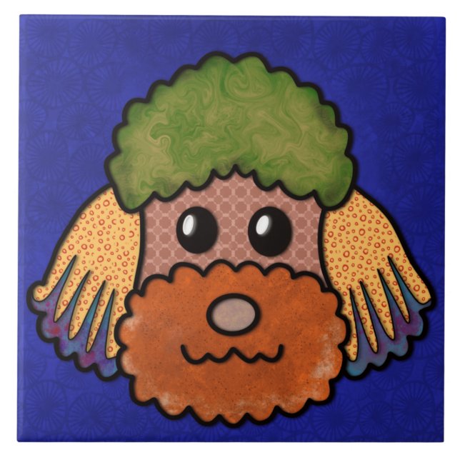  Crazy abstract pattern dog face Ceramic Tile (Front)