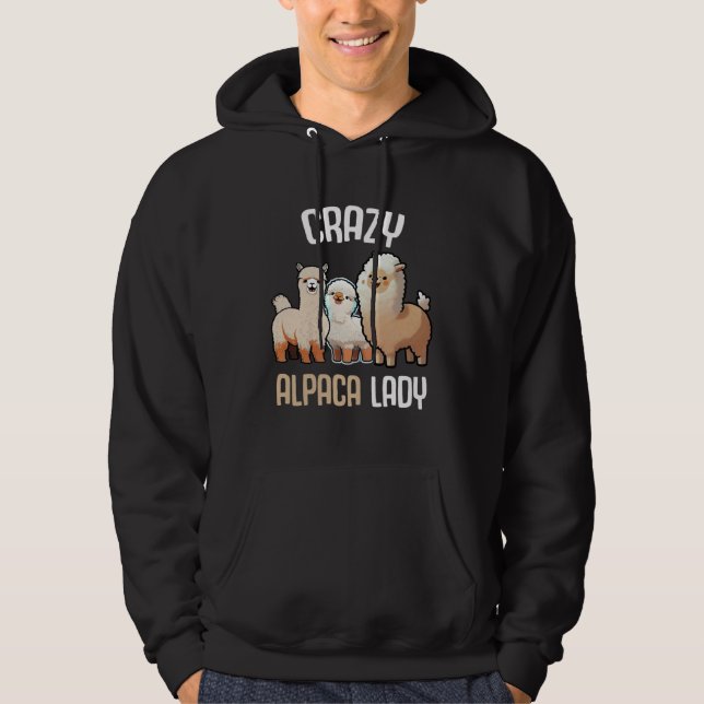 Crazy Alpaca Lady Women s Cute Alpaca Lama Zoo  2 Hoodie (Front)