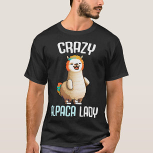 Crazy Alpaca Lady Women s Cute Alpaca Lama Zoo T-Shirt
