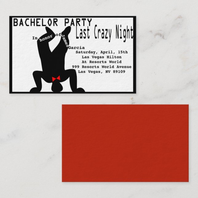 Crazy Bachelor invitation (Front/Back)