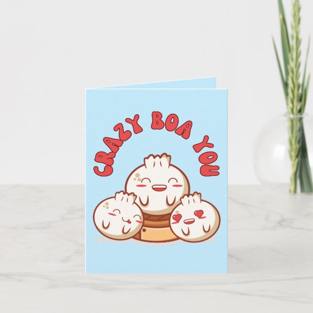 Crazy Bao You – Funny Bao Bun Pun  Card (Front)
