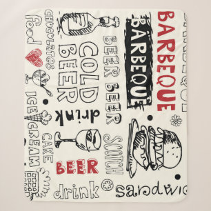 Crazy BBQ: Whimsical Doodle Art Sherpa Blanket