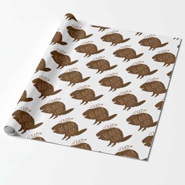 crazy beaver lady wrapping paper (Unrolled)