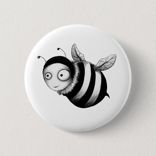 Crazy Bee 6 Cm Round Badge (Front)