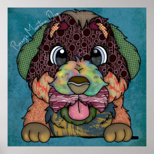 Crazy Bernese Mountain Dog face-hand-painted Poster