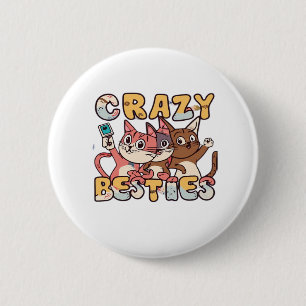 Crazy Besties Taking Funny Selfies Work Bestie Gif 6 Cm Round Badge