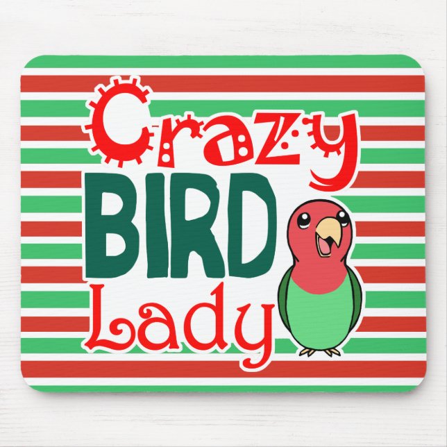 Crazy bird lady mouse mat (Front)