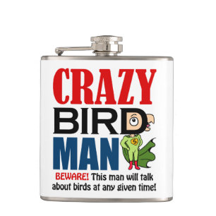 Crazy bird man hip flask