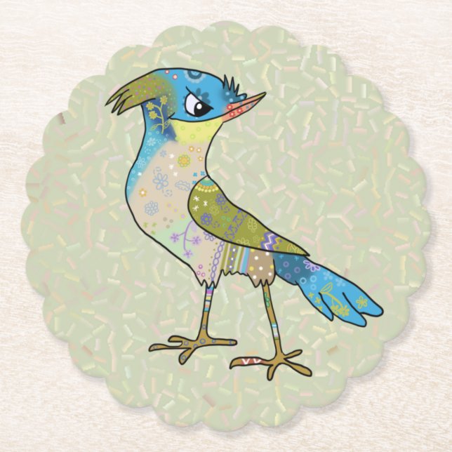 Crazy Bird  Paper Coaster (Front)