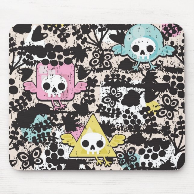 Crazy birds pattern mouse mat (Front)