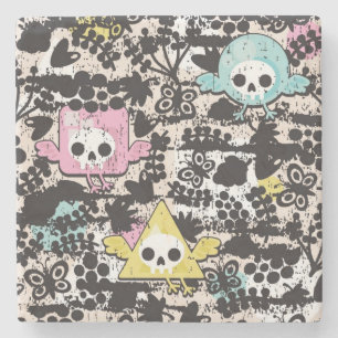 Crazy birds pattern stone coaster