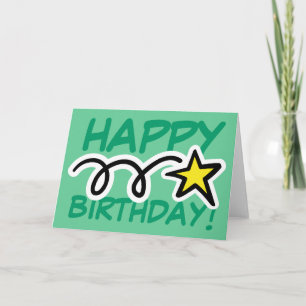 Crazy Birthday Card with yellow star