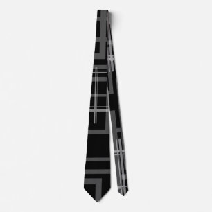 Crazy Black Geometric Random Squares Tie